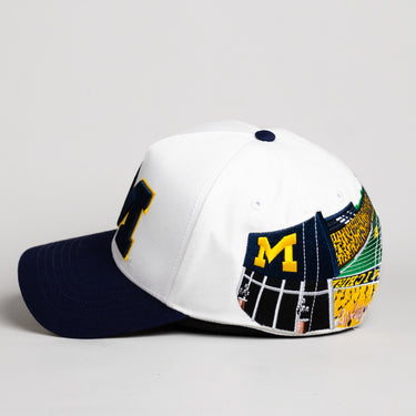 Michigan Wolverines Hat Cream & Navy Big House Full Stadium - Side Stadium