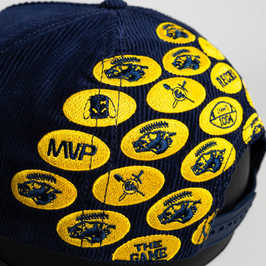 Michigan Wolverines Hat Navy Corduroy Helmet Sticker - Side Patch Detail