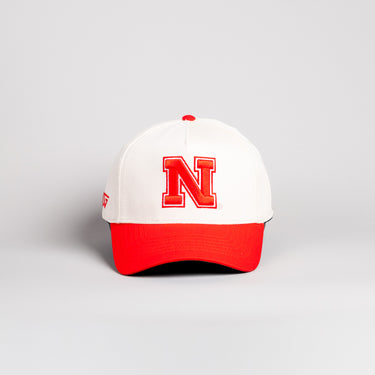 Nebraska Cornhuskers Hat Cream & Red Home Crowd Snapback - Front Panel