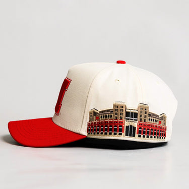 Nebraska Cornhuskers Hat Cream Red Stadium Snapback - Side Stadium