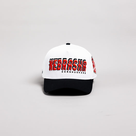 Nebraska Cornhuskers Hat White & Black Corduroy Stadium Pulse Snapback - Front Panel