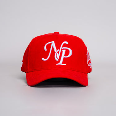 North Pole Hat Red Suede Holiday Snapback - Front Panel