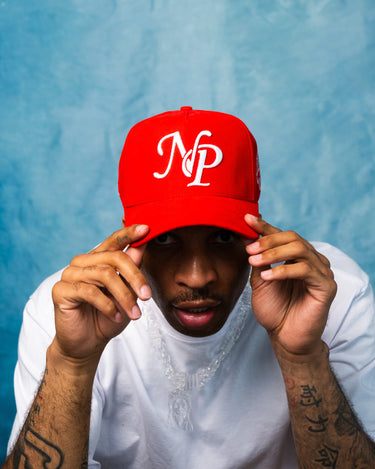 North Pole Hat Red Suede Holiday Snapback - On Model Lifestyle