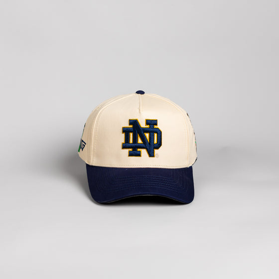 Notre Dame Fighting Irish Hat Cream & Navy Home Crowd - Front Panel