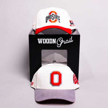 Ohio State Buckeyes 2 Hat Bundle Cream Script & Block O - Front Panel