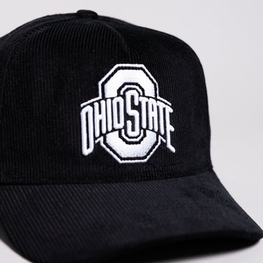Ohio State Buckeyes Hat Black Corduroy Blacktop Snapback - Front Detail