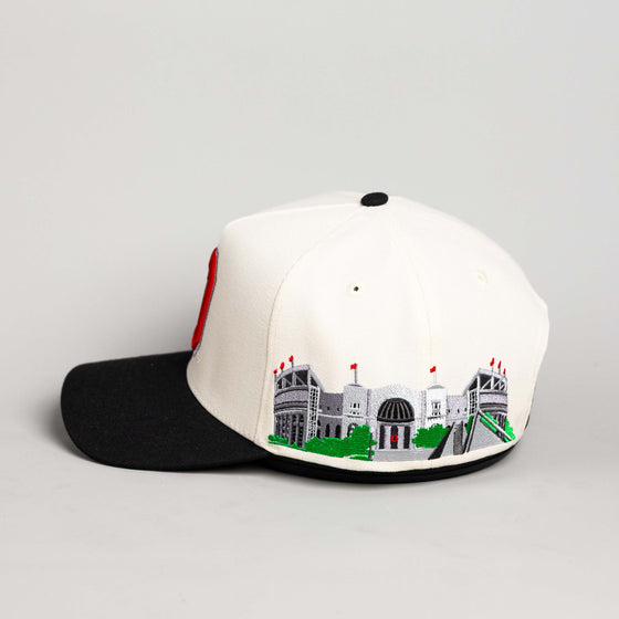 Ohio State Buckeyes Hat Cream & Black Block O Stadium Snapback - Side Stadium