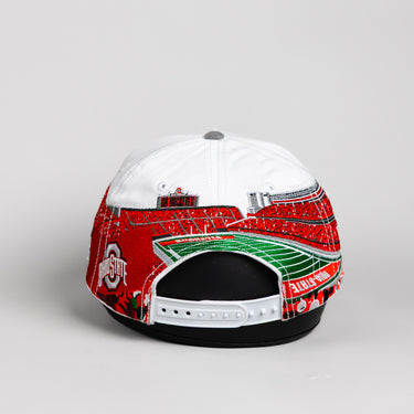 Ohio State Buckeyes Hat Cream & Grey Full Stadium Snapback - Back View