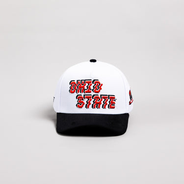 Ohio State Buckeyes Hat White & Black Corduroy Stadium Pulse Snapback - Front Panel