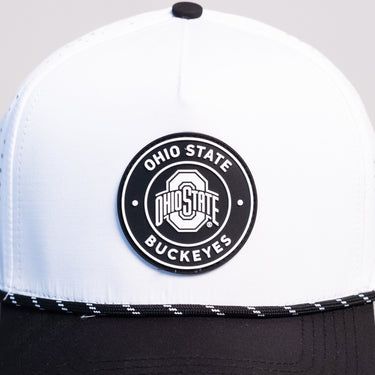 Ohio State Buckeyes Hat White Black Tee Box - Front Detail