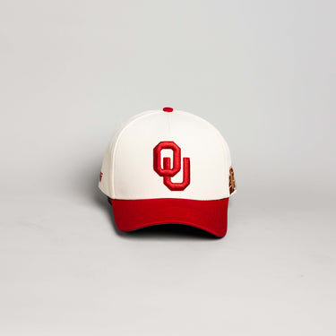 Oklahoma Sooners Hat Cream & Maroon Side Stadium Patch Snapback - Front Panel