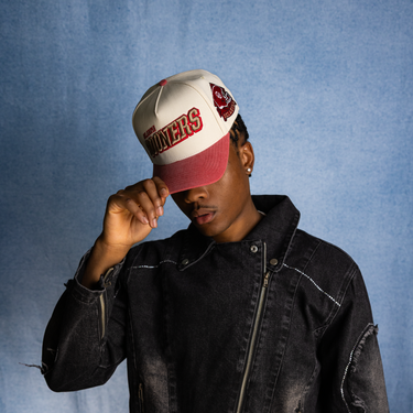 Oklahoma Sooners Hat Cream & Red Sun Fade Snapback - On Model Lifestyle