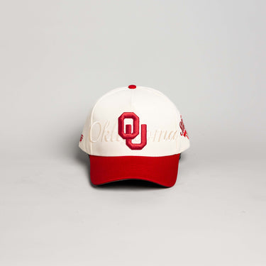 Oklahoma Sooners Hat Stacked Script Snapback - Front Panel