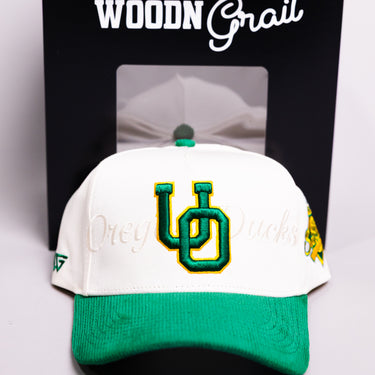 Oregon Ducks 2 Hat Bundle Cream UO & Ducks Script - Front Detail