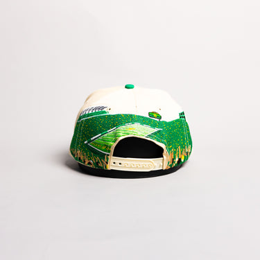 Oregon Ducks Hat Cream & Green Autzen Stadium Snapback - Back View