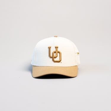 Oregon Ducks Hat Cream & Tan Jobsite Snapback - Front Panel