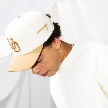Oregon Ducks Hat Cream & Tan Jobsite Snapback - On Model Lifestyle
