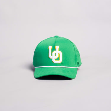 Oregon Ducks Hat Green & Yellow Tee Box Performance - Front Panel