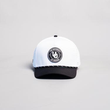 Oregon Ducks Hat White & Black Tee Box Performance - Front Panel