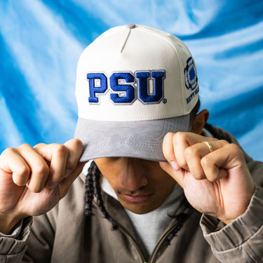 Penn State Nittany Lions Hat Cream & Grey Happy Valley - On Model Lifestyle
