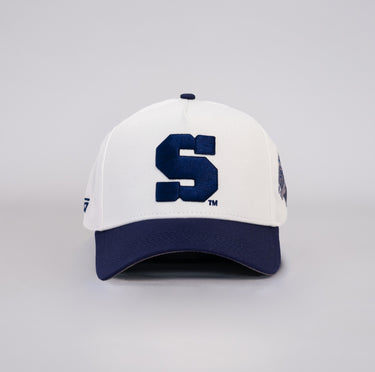 Penn State Nittany Lions Hat White & Navy Block S - Front Panel