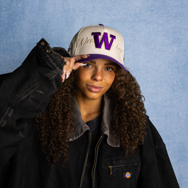 Washington Stacked Script / Cream & Purple