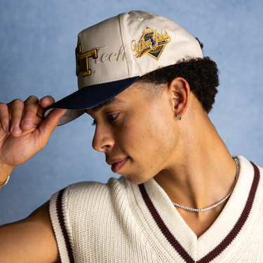 Georgia Tech Stacked Script / Cream & Navy Blue