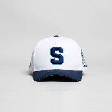 Samoa Hat White Navy Block S Snapback - Front Panel