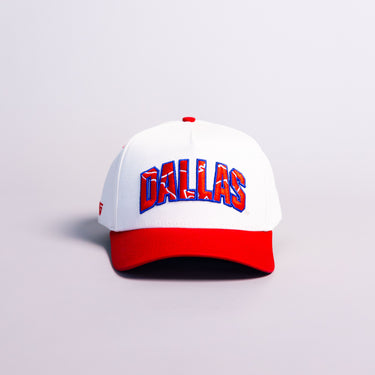 SMU Mustangs Dallas Hat White Red Brim Mustang Patch Snapback City SMU - Front Panel