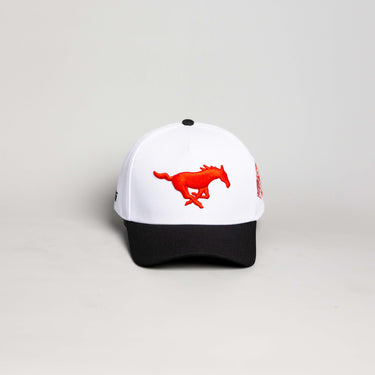 SMU Mustangs Hat Cream & Black Color Splash Snapback - Front Panel