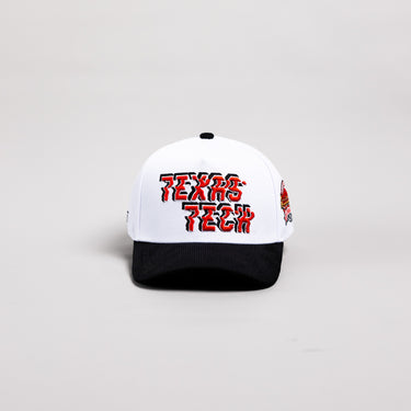 Texas Tech Red Raiders Hat White & Black Corduroy Stadium Pulse Snapback - Front Panel