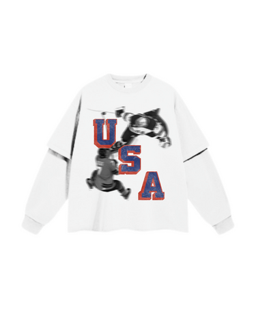 USA Secretary of Defense Tee Long Sleeve Hockey Graphic - Front View White
