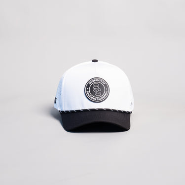 USC Trojans Hat White & Black Tee Box Performance Rope Snapback - Front Panel