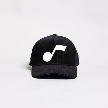 Utah Jazz Hat Black Corduroy Music Note Snapback - Front Panel