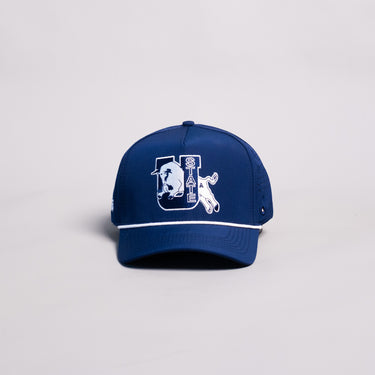 Utah State Aggies Hat Navy Tee Box Performance Rope Snapback - Front Panel