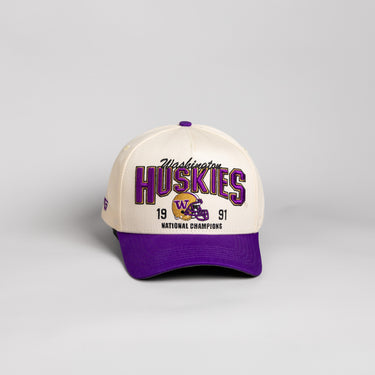 Washington Huskies Hat Cream & Purple 1991 Natty Snapback - Front Panel