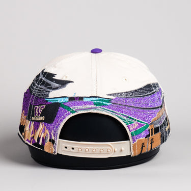 Washington Huskies Hat Cream & Purple Home Crowd Snapback - Back View