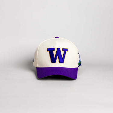 Washington Huskies Hat Cream & Purple Side Stadium Patch Snapback - Front Panel