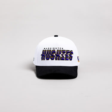 Washington Huskies Hat White & Black Corduroy Stadium Pulse Snapback - Front Panel
