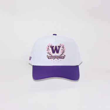 Washington Huskies Hat White & Purple Cherry Blossom Snapback - Front Panel