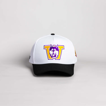 Washington Huskies Hat White & Purple Color Splash Snapback - Front Panel