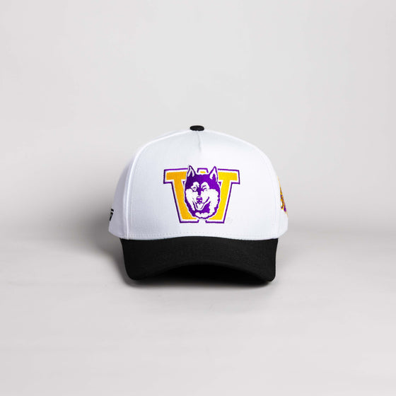 Washington Huskies Hat White & Purple Color Splash Snapback - Front Panel