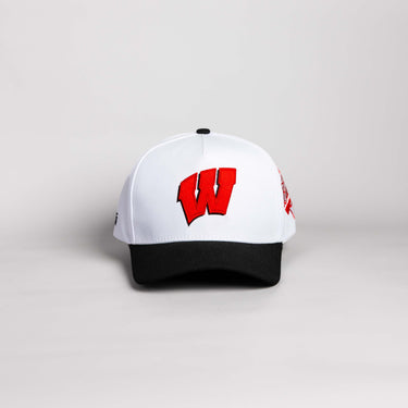 Wisconsin Badgers Hat White & Black Color Splash Snapback - Front Panel