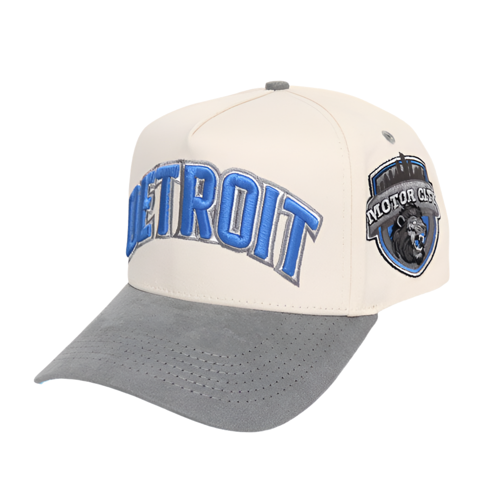 White with Grey Suede Brim Detroit Lions Snapback Hat