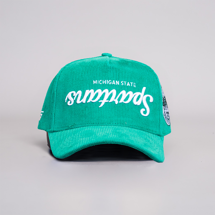 Upside Down Michigan State Spartans All Green Corduroy Hat – Woodn