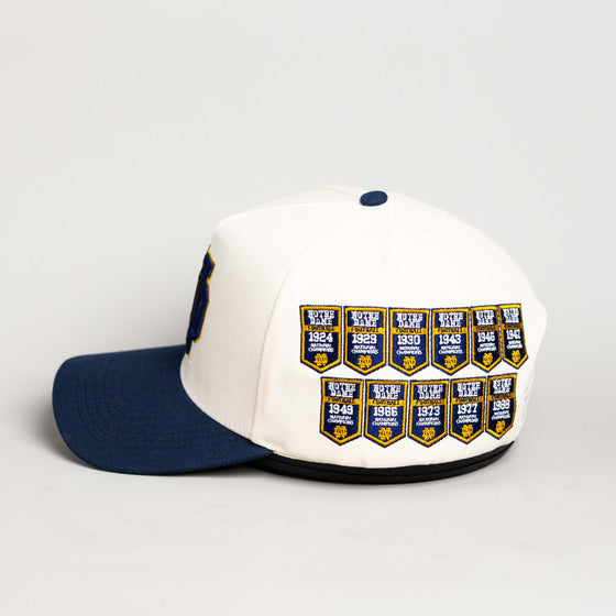 Notre Dame Banners / Cream & Navy Blue