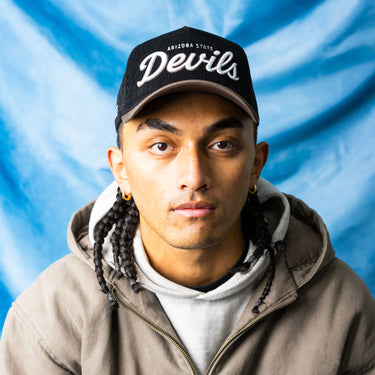 Arizona State Devils Hat Black Corduroy Brown Suede Brim Snapback ASU - On Model Lifestyle