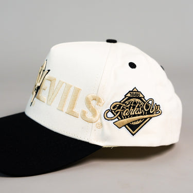 Arizona State Sun Devils Hat Cream Black Fork Script Snapback - Side Patch