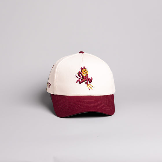 Arizona State Sun Devils Hat Cream & Maroon Full Stadium - Front Panel