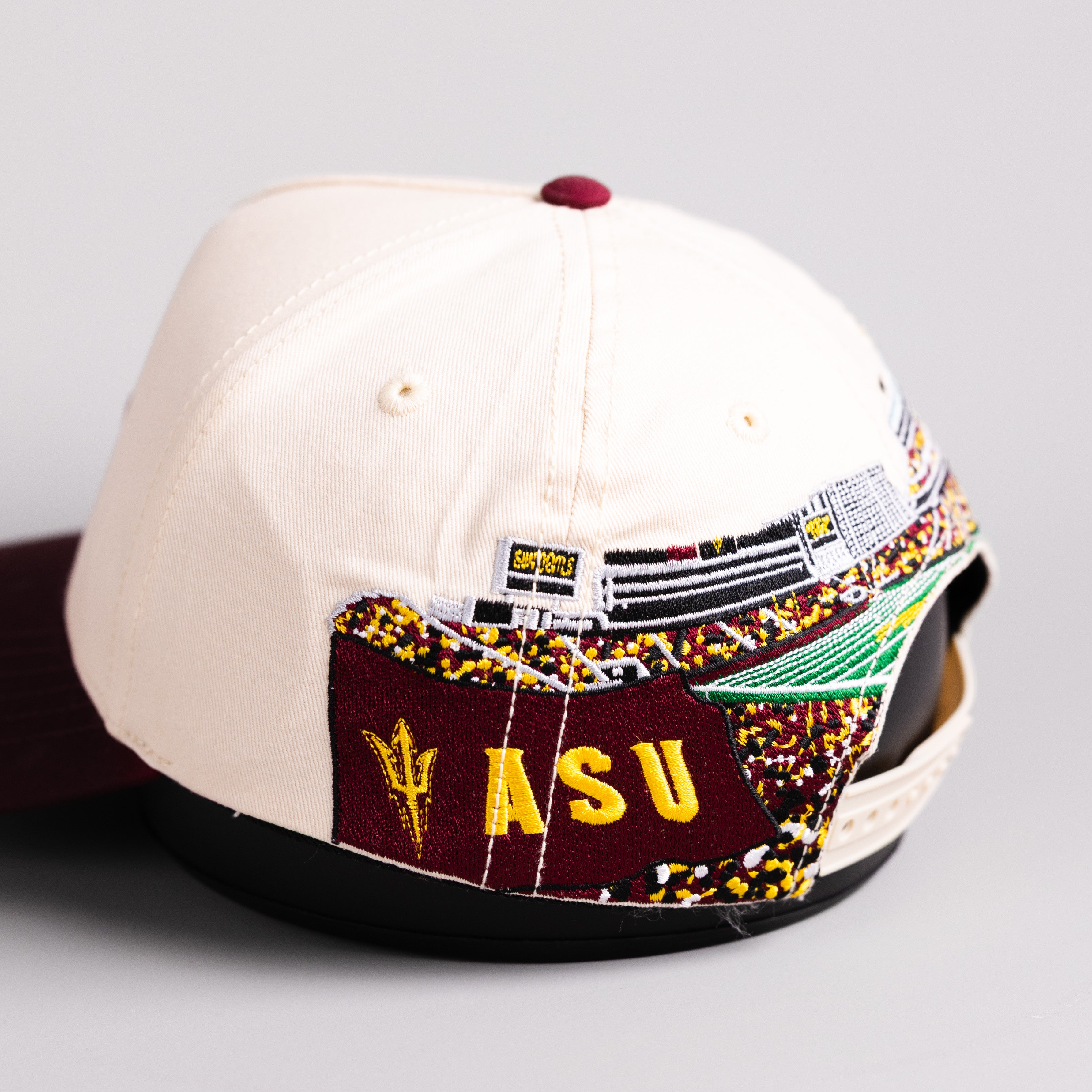 Arizona State Sun Devils Hat Cream & Maroon Full Stadium - Side Stadium